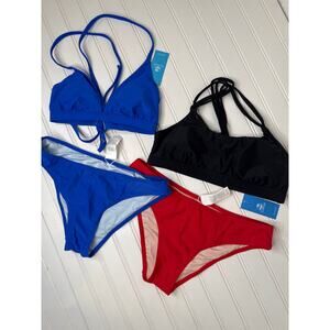 NWT Cupshe Two Piece Swimsuit Bikini Boho Rhapsody Bralette & Hipster BUNDLE S
